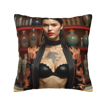 Artistic Female Portrait Plush Pillow Cover - Okomall