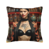 Housse de Coussin en Peluche avec Portrait Artistique de Femme - Okomall