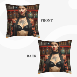 Artistic Female Portrait Plush Pillow Cover - Okomall