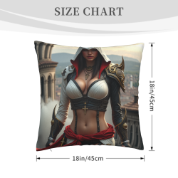 Housse de coussin en peluche recto-verso 18x18 pouces avec personnage de jeu