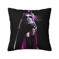 Funda de almohada de felpa doble cara de 18x18 pulgadas con diseño de espadachina
