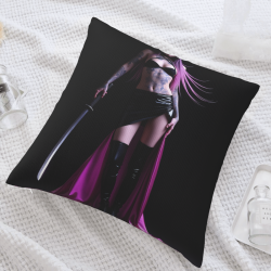 Housse de coussin en peluche recto-verso 18x18 pouces avec motif d'épéiste féminine