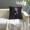 Housse de coussin en peluche recto-verso 18x18 pouces avec motif d'épéiste féminine