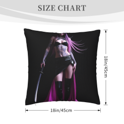 18x18英寸雙面毛絨女劍士圖案抱枕套