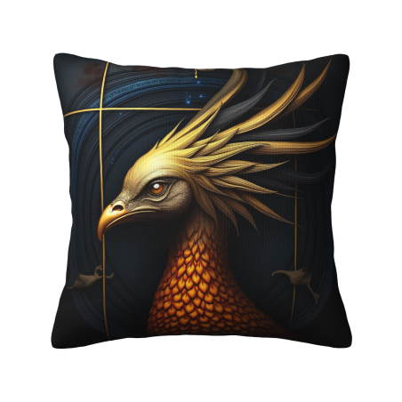 Copricuscino in peluche doppia faccia 18x18 pollici con motivo fenice