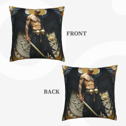 Copricuscino in peluche reversibile 18x18 pollici con motivo di angelo tatuato