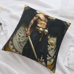 Funda de cojín de felpa reversible de 18x18 pulgadas con diseño de ángel tatuado