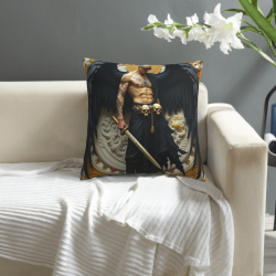 Copricuscino in peluche reversibile 18x18 pollici con motivo di angelo tatuato