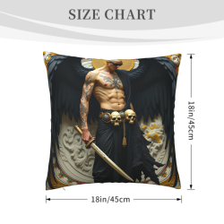 Copricuscino in peluche reversibile 18x18 pollici con motivo di angelo tatuato