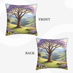 Fodera per cuscino in peluche stampata doppia faccia 18x18 pollici: Paesaggio onirico con albero