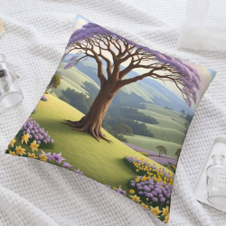 18x18英寸雙面毛絨印花抱枕套：夢幻樹景