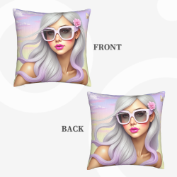 Funda de cojín de felpa reversible de 18x18 pulgadas con diseño de belleza moderna