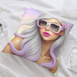 غطاء وسادة ناعم مزدوج الجوانب مقاس 18x18 بوصة بتصميم أنيق لفتاة جميلة