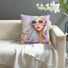 غطاء وسادة ناعم مزدوج الجوانب مقاس 18x18 بوصة بتصميم أنيق لفتاة جميلة