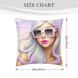 Housse de coussin en peluche réversible 18x18 pouces avec motif de beauté à la mode