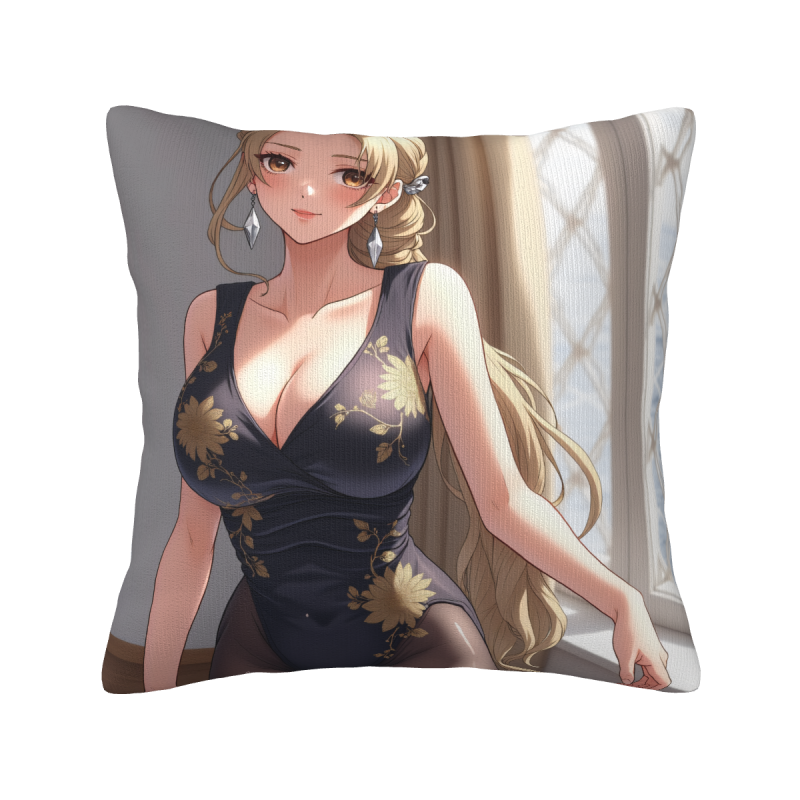 Fodera per cuscino in peluche doppia faccia 18x18 pollici con motivo di bella ragazza anime