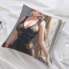 Housse de coussin en peluche recto-verso 18x18 pouces avec motif de belle fille anime