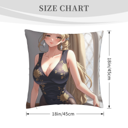 Funda de almohada de felpa doble cara de 18x18 pulgadas con diseño de chica anime hermosa
