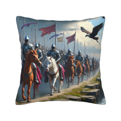 Housse de coussin en peluche réversible 18x18 pouces à motif chevalier