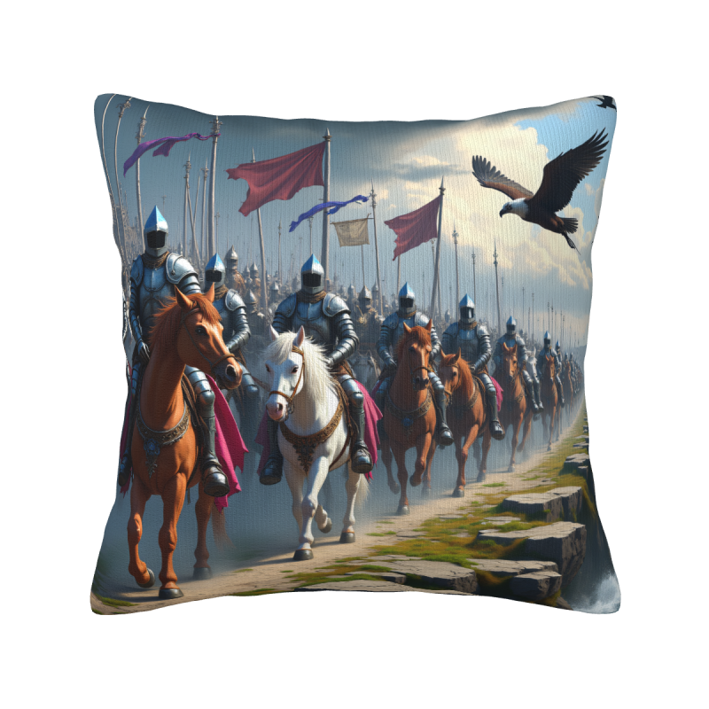 Housse de coussin en peluche réversible 18x18 pouces à motif chevalier
