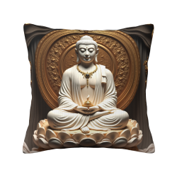 Copricuscino in peluche doppia faccia 18x18 pollici con stampa immagine di Buddha