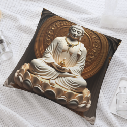 Copricuscino in peluche doppia faccia 18x18 pollici con stampa immagine di Buddha