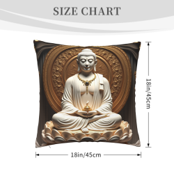 Copricuscino in peluche doppia faccia 18x18 pollici con stampa immagine di Buddha
