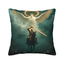 Funda de almohada de felpa reversible de 18x18 pulgadas con diseño de ángel-caballero