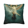 Housse de coussin en peluche réversible 18x18 pouces avec motif ange-chevalier