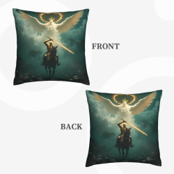 Housse de coussin en peluche réversible 18x18 pouces avec motif ange-chevalier