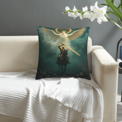 18x18 Inch Double - Sided Plush Pillowcase with Angel - Knight Pattern