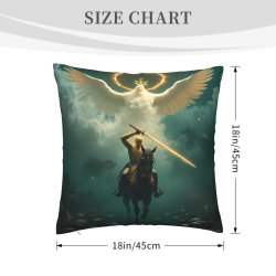 18x18 Inch Double - Sided Plush Pillowcase with Angel - Knight Pattern