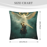 Housse de coussin en peluche réversible 18x18 pouces avec motif ange-chevalier