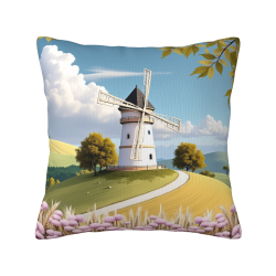 Funda de almohada de felpa doble cara de 18x18 pulgadas con diseño de molino de viento
