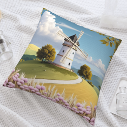 Funda de almohada de felpa doble cara de 18x18 pulgadas con diseño de molino de viento