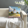 Funda de almohada de felpa doble cara de 18x18 pulgadas con diseño de molino de viento