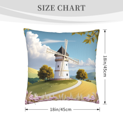 18x18 인치 더블 사이드 플러시 베개커버 (풍차 패턴)