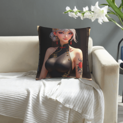 18x18인치 양면 플러시 고풍스러운 미인 프린팅 베개커버