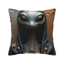 Housse de coussin en peluche recto-verso 18x18 pouces avec motif extraterrestre