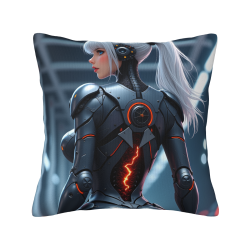 Funda de almohada de felpa reversible de 18x18 pulgadas con diseño de mecha femenina