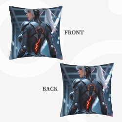 18x18 Inch Double - Sided Plush Pillowcase with Female Mecha Pattern