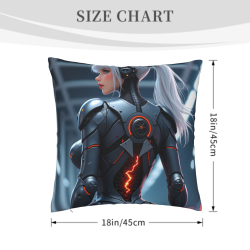 Funda de almohada de felpa reversible de 18x18 pulgadas con diseño de mecha femenina