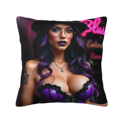Housse de coussin en peluche recto-verso 18x18 pouces avec motif beauté personnalisé