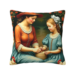 Housse de coussin en peluche recto-verso 18x18 pouces avec motif parent-enfant