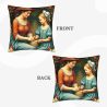 Housse de coussin en peluche recto-verso 18x18 pouces avec motif parent-enfant