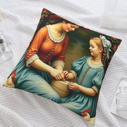Housse de coussin en peluche recto-verso 18x18 pouces avec motif parent-enfant