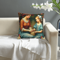 Funda de almohada de felpa doble cara de 18x18 pulgadas con diseño padre-hijo