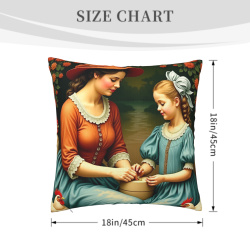 Housse de coussin en peluche recto-verso 18x18 pouces avec motif parent-enfant