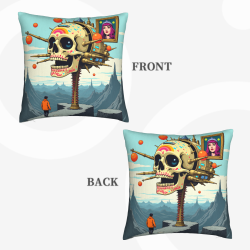 Funda de Almohada de Felpa Doble Cara con Diseño de Calavera de 18x18 Pulgadas