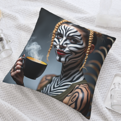 Housse de coussin en peluche recto-verso 18x18 pouces avec impression de portrait personnalisé